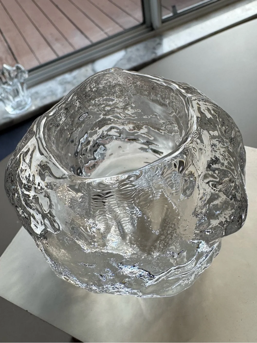 Kosta Boda Snowball Crystal Votive Bowl Ann Wärff Swedish Art Glass 3½”
